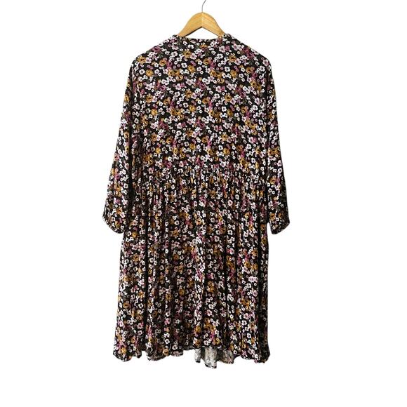 Torrid Floral Three Quarter Sleeve Dress Size 2X Brown Multicolor - Picture 3 of 8